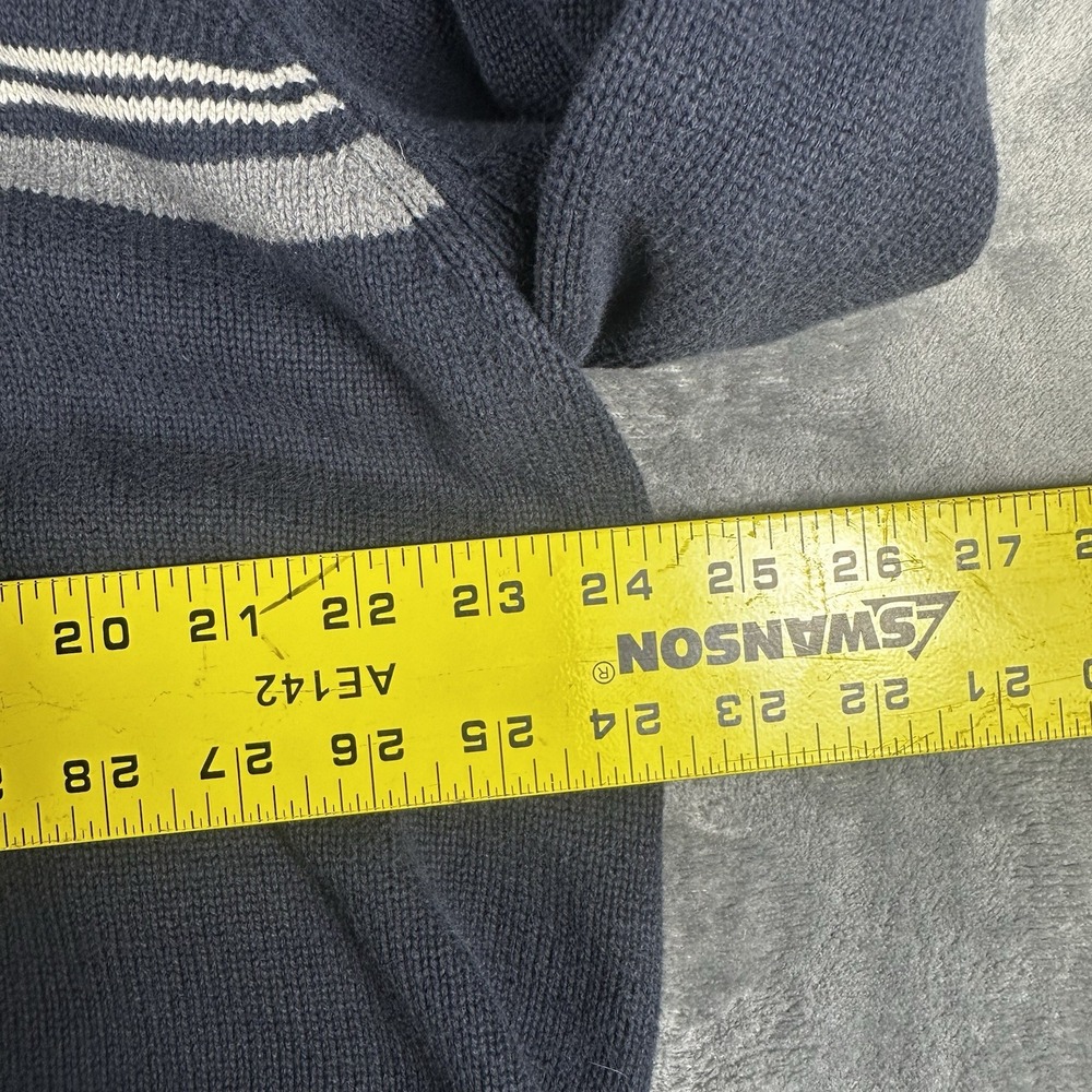 Eddie Bauer Mens 2XL Navy Quarter Zip Sweater Pullover Striped Cotton Blend - Picture 5 of 7